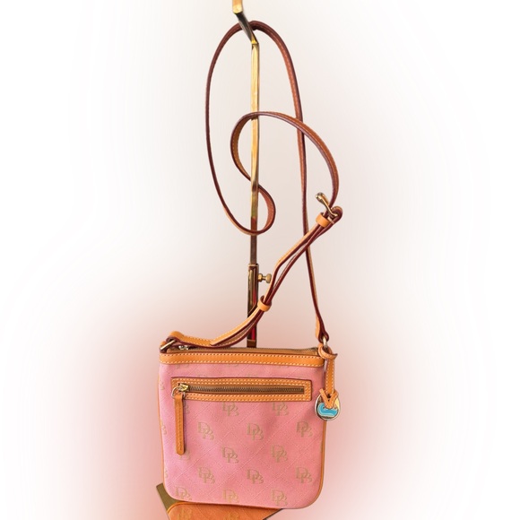 Dooney & Bourke Pink and Brown Crossbody Bag with Adjustable Strap - Picture 1 of 7